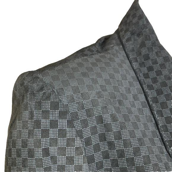 Vintage 2pc Black Checkered Leather Skirt Suit Size Medium Power Suit Office - Picture 3 of 10